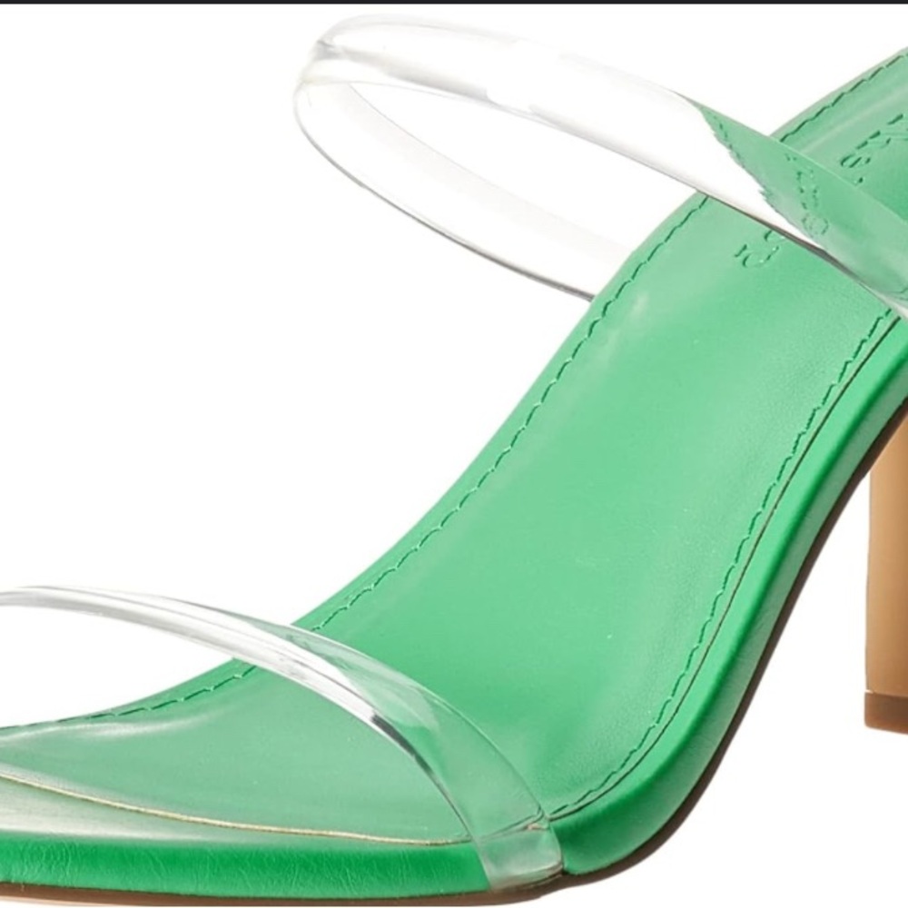 NWT The Drop Avery Green Square Toe Sandals – Clear Straps, Y2K Style, Size 7.5